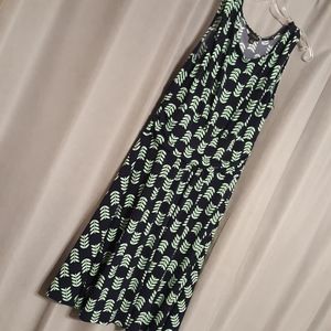 AT factory Navy and green print dress